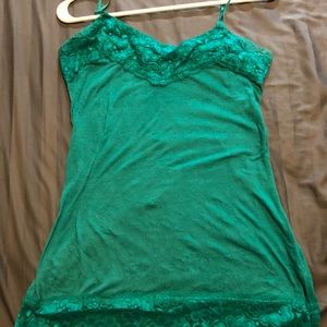 Lace top and bottom green tank